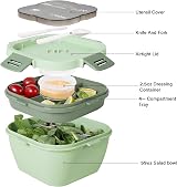 Greentainer Salad Container Lunch Box 1700ml with Cutlery Green view 3