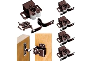 Double Roller Door Catches, 6 Pcs Cabinet Latch Double Roller Catch Hardware, Double Roller Cupboard Door Latch for Lockers, 