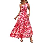 Floerns Women's Floral One Shoulder Sleeveless Maxi Dress Flounce Hem Boho Long Dresses