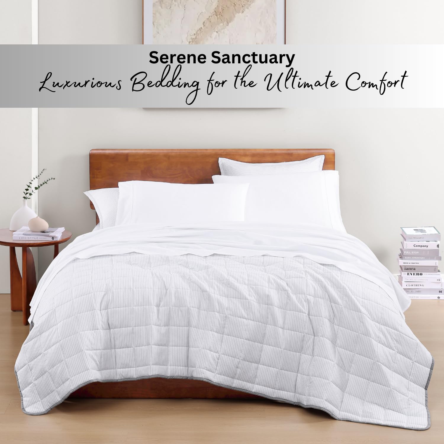 LANE LINEN Eco Friendly 100% Organic Cotton Queen Sheet Set, Soft & Comfy Fully Elasticized 15