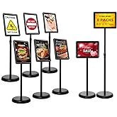 Dyna-Living Sign Stands for Display 8.5 x 11 Inch, 8 Packs Adjustable Sign Holder Stands, Pedestal Sign Holder with Heavy Duty Base for Sign Standing Display, 360° Rotation Floor Standing Sign Holder