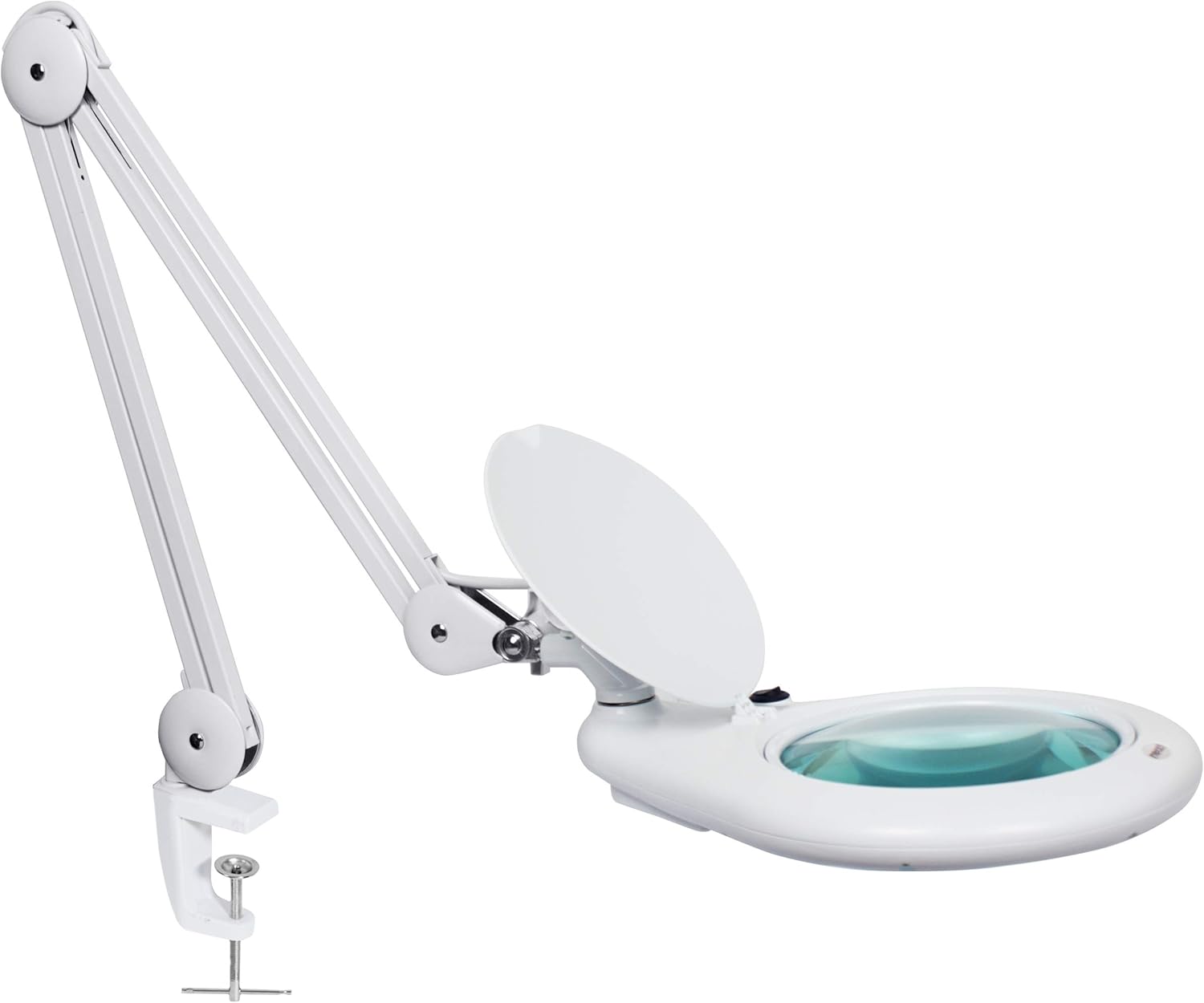 Neatfi Elite XL HD Super LED Magnifying Lamp with Clamp - 18cm Glass Lens, 5-Diopter, 6500K Daylight, White, 18cm, with Clamp