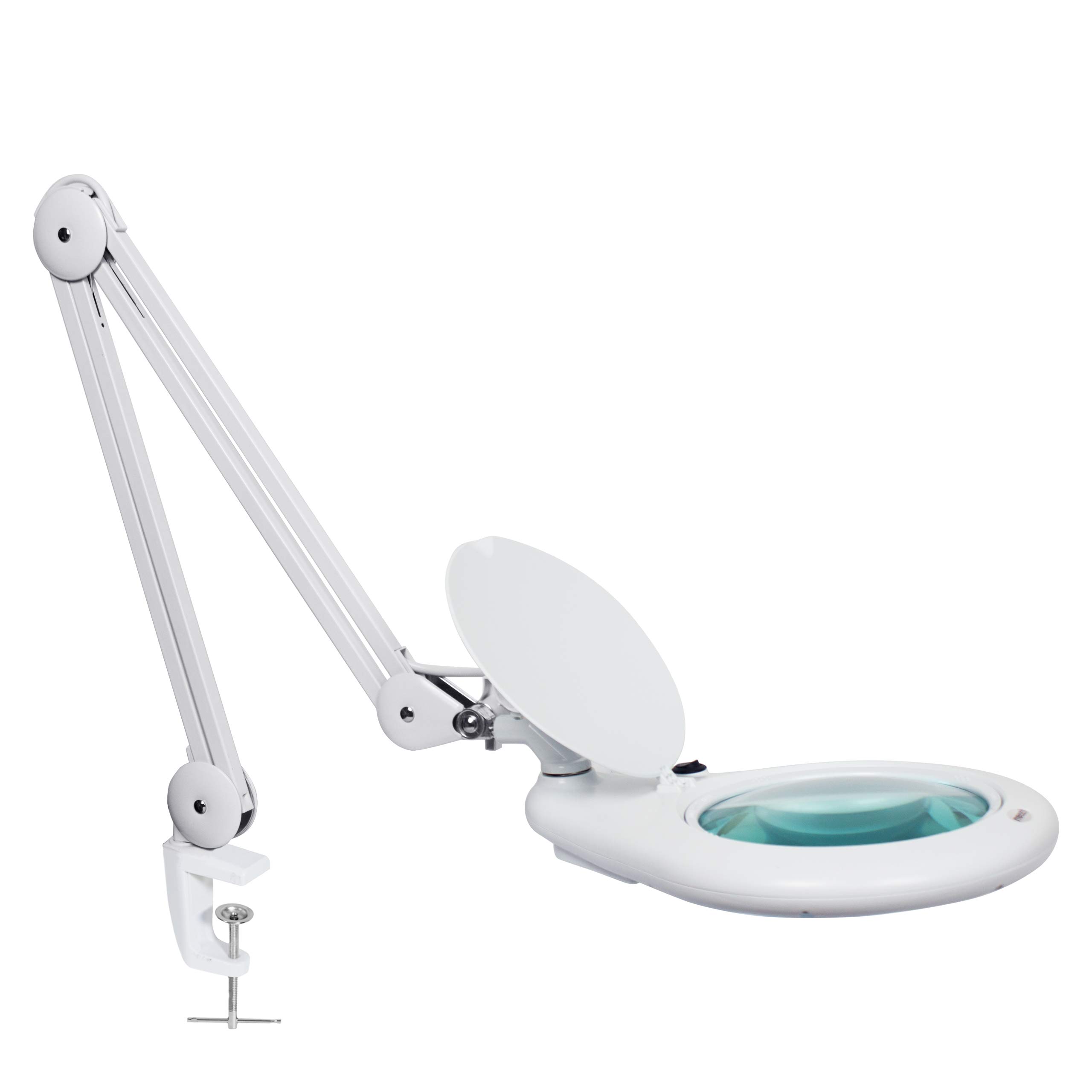 Neatfi Elite XL HD Super LED Magnifying Lamp with Clamp – 18cm Glass Lens, 5-Diopter, 6500K Daylight | Glare-Free, Adjustable Arm | Reading, Sewing & Crafting (18cm White, With Clamp)