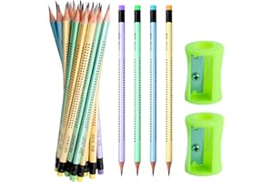 24 PCS HB Pencils Wood Pencil with Eraser HB Graphite Pencils Professional Drawing Pencils with 2 Pencil Sharpener for Studen