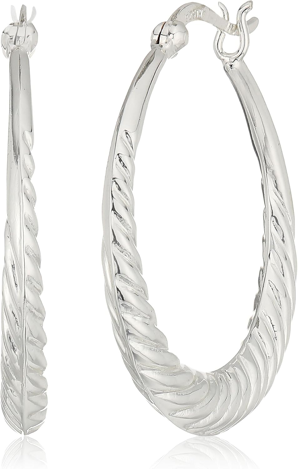 Sterling Silver Scalloped Hoop Earrings Jewelry