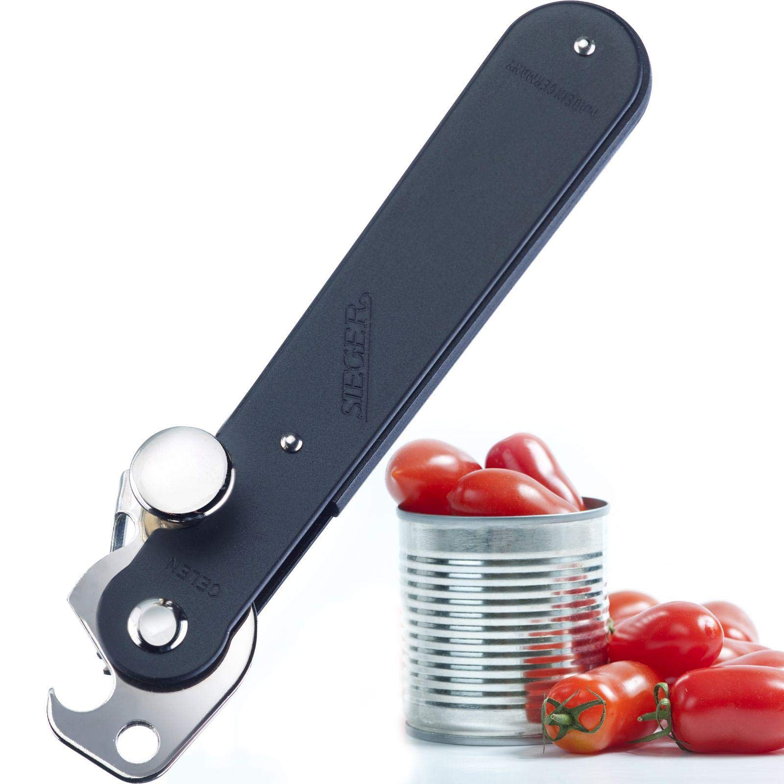 Westmark Can Opener, With cap opener, Length: 14.9 cm, Steel, Original Sieger, Black/Silver, 11212270