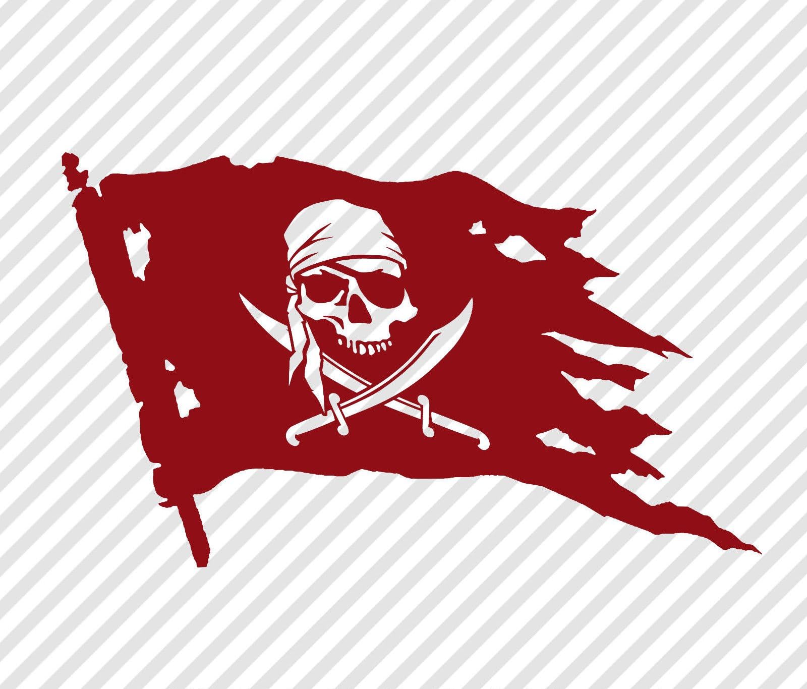 MMTH Pirate Skull and Swords Flag Jolly Roger 8.5 inch Vinyl Decal Window Sticker Dark Red