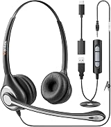 Wantek USB Headset with Microphone 3-in-1 USB-C/USB 3.5mm Laptops PC