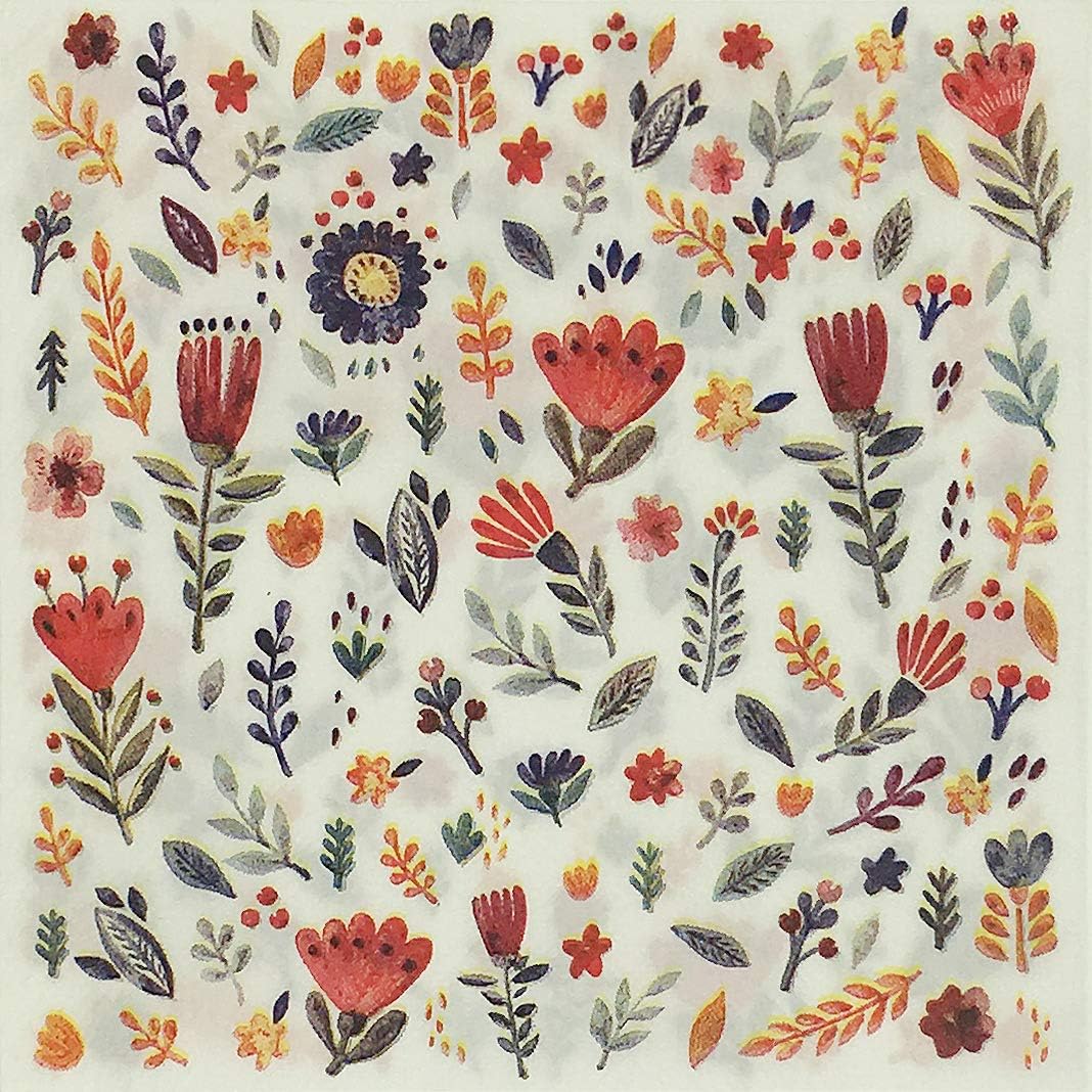 Colored Paper Napkins, 20 Count Shabby Chic Napkins for Wedding, Dinner Tea Party Shower (Children's Drawing Flower Plants Grass)