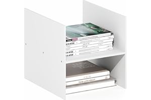 Furinno Cubicle Cube Insert, H-Shelf Cube Organizer, 2-Tier Shelf Accessory, Fits into Furinno Triple Thick Cubes, IKEA Kallax, for Organizers and Storage, White