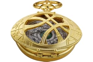 Whodoit Mens Quartz Pocket Watch Green Eyes Round Case Shape Pendant Necklace Pocket Watch