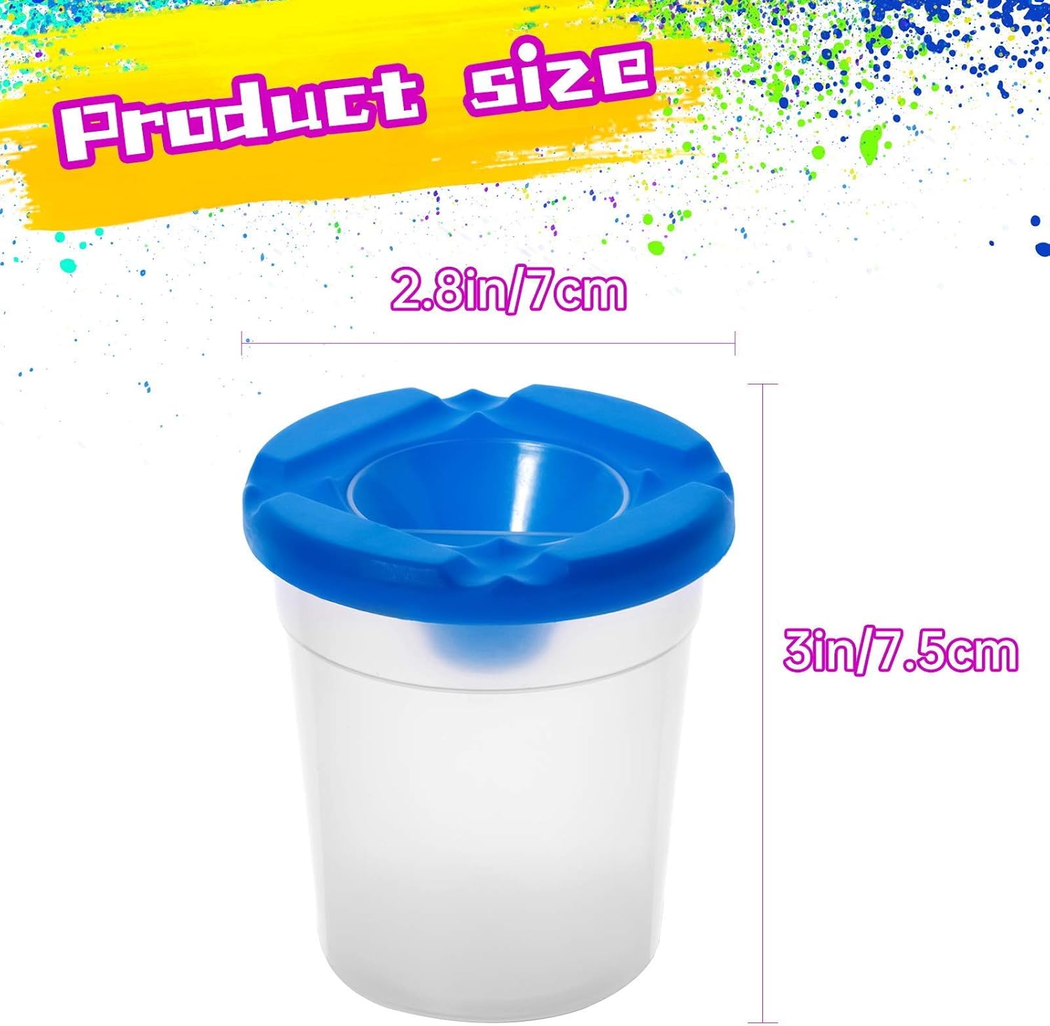 Kids Spill-Proof Paint Cups, Children's No Spill Paint Cups with Colored Lids, Easy to Clean, Kids Art Paint Supplies for School, Classroom, 3.5 Inches Tall: Kitchen & Dining