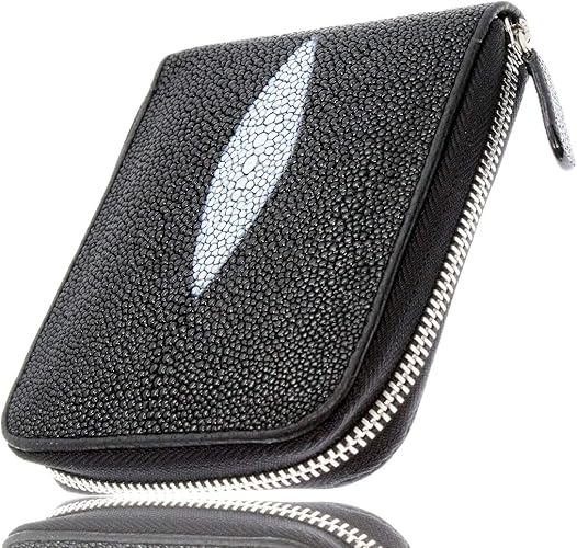 Amazon ミニ財布 ラウンドファスナー小銭入れ コインケース メンズ レディース 本革 スティングレイ エイ革 カードケース シンプル ウォレット ラウンド ジッパー 財布 レザーウォレット 牛革 プレゼント スティングレー ガルーシャ 財布