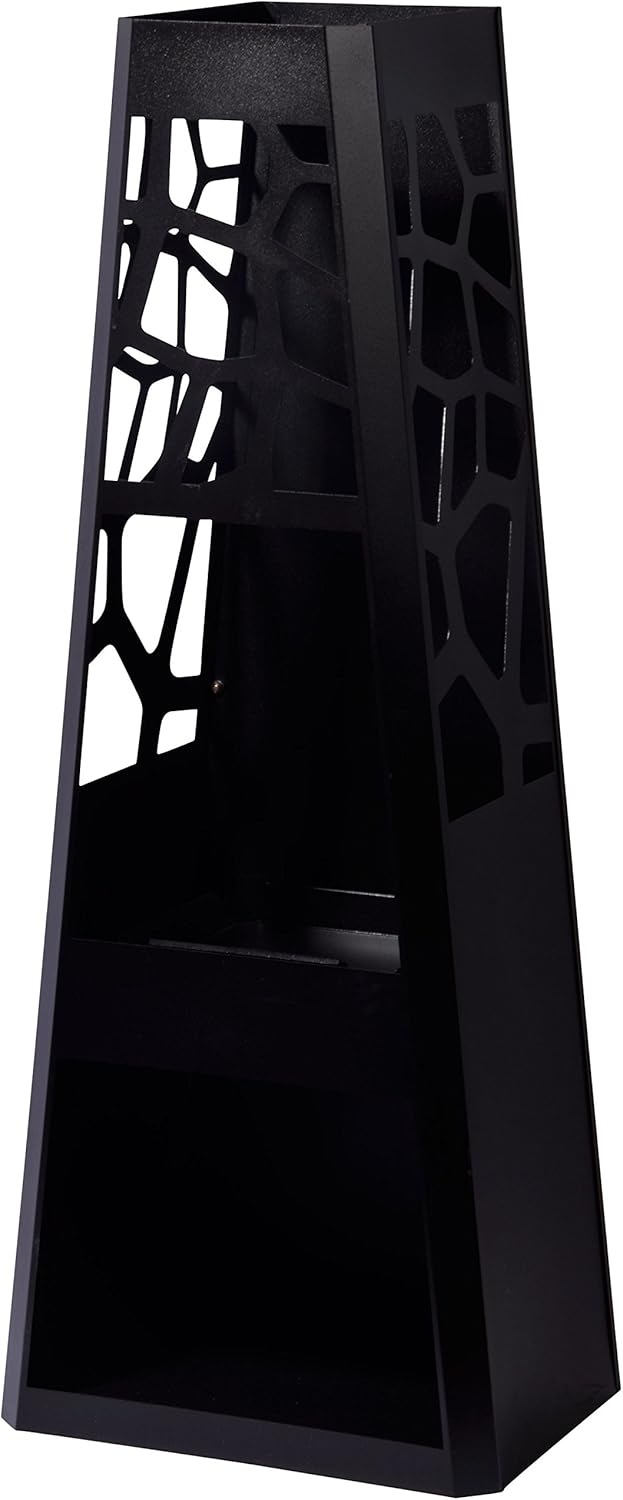 dobar Gartenofen, Gartenkamin, Design XL eckig, Terrassenofen groß mit Stauraum für Kaminholz, Feuerstelle Stahl pulverbeschichtet, schwarz, 48x30.5x124 cm, 35424