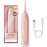 AquaSonic Icon Water Flosser for Teeth – Cordless Rechargeable Oral Irrigator – Waterproof, Portable Dental Cleaning with Jet Tip – Braces Home Travel - Blush