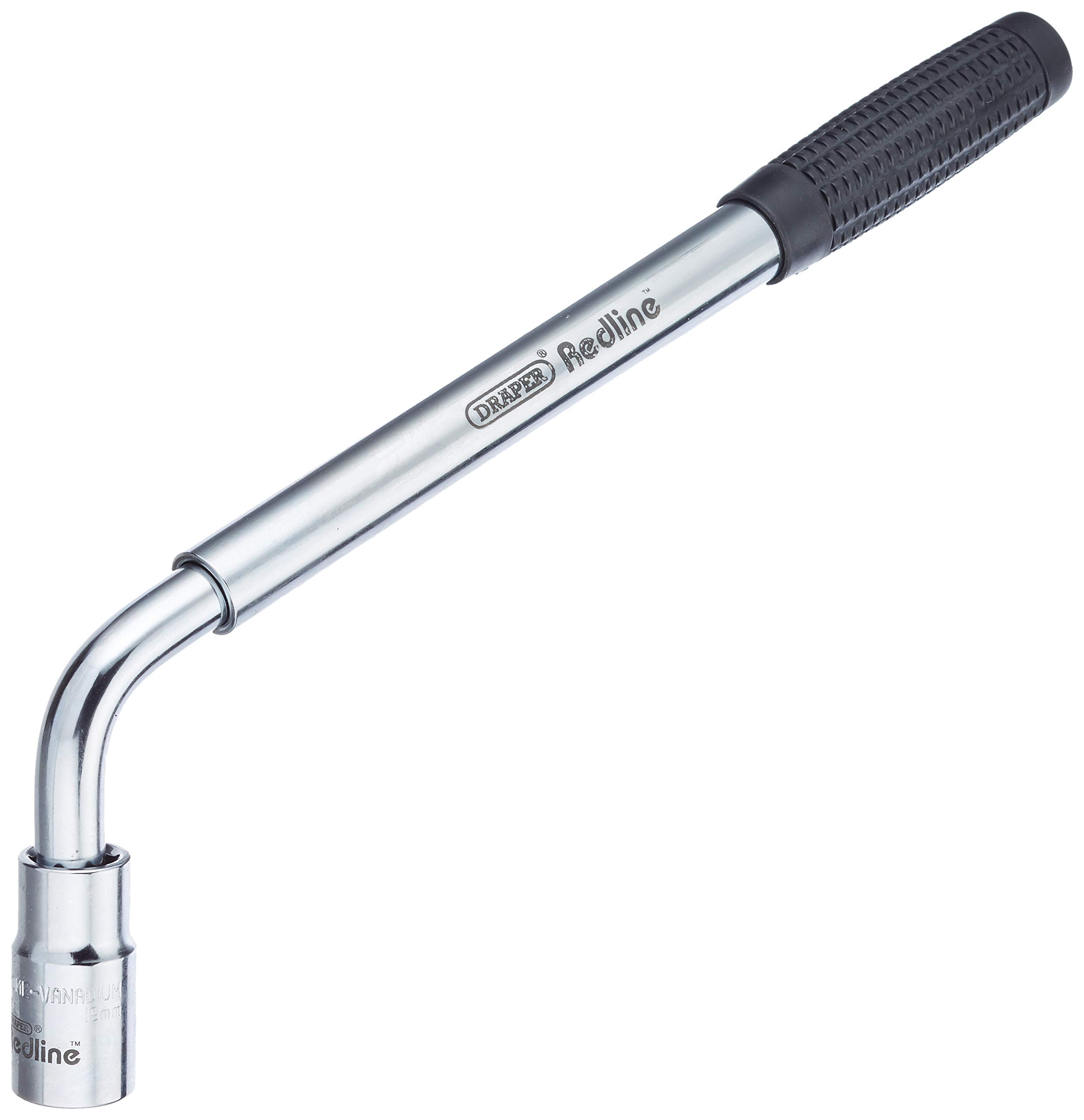 Draper Redline® 1/2" 17 x 19mm Square Drive Wheel Nut Wrench | 365 to 550mm Extendable Handle | Carbon Steel Socket Reversible | 67641