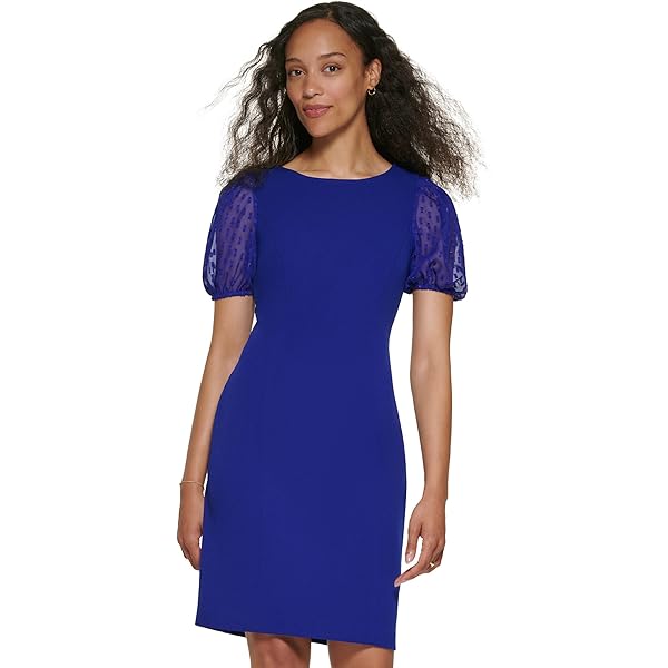 DKNY Women's Lace A-Line Dress (12, Navy) at Amazon Women's Clothing store