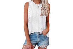 RIROW Womens Tank Tops Eyelet Embroidery Crewneck Summer Sleeveless Women Shirts 2025 Casual Loose Fit Tunic Basic Tops