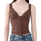 FENWOOH Women's Cotton Ribbed Tank Tops Sleeveless Sexy Square Neck Basic Tight T Shirts