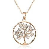 MOLAYES Tree of Life Necklace for Women 18K Gold/White Gold Tree Jewelry Pendant Zircon Necklace Anniversary Valentine's Day Gifts for Women 16+2