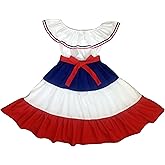 Girl Typical Costume Hispanic Heritage Dominican Republic Cuba Puerto Rico Tricolor Flags Red Blue White 2-13 Years …