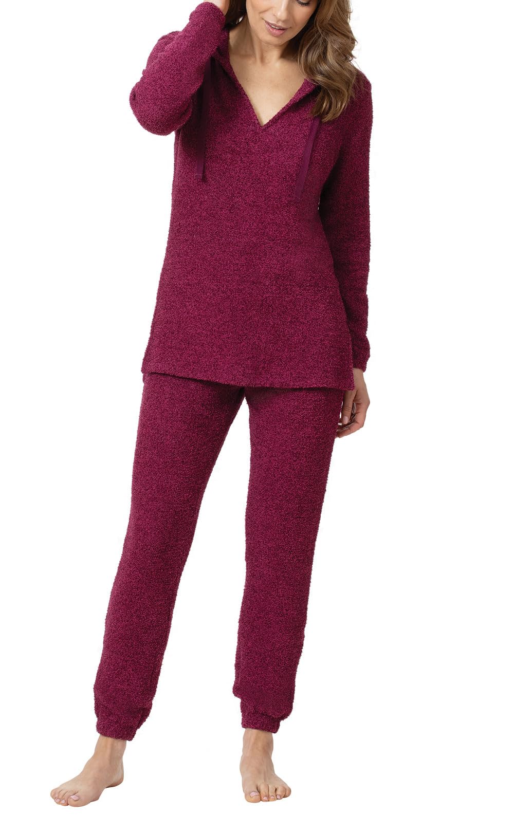 PajamaGram Lounge Wear Sets Women - Pink 2 Piece Set For Women, Deep Fuchsia, MD Image