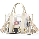 BS-VOG Clear Tote Bags for Women, Clear Bag for Stadium Events with Adjustable Straps, Handbag Purse for Sports Concert Work