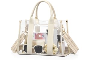 BS-VOG Clear Tote Bags for Women, Clear Bag for Stadium Events with Adjustable Straps, Handbag Purse for Sports Concert Work