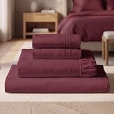 Mellanni Iconic 4-Piece, Ultra Soft Sheet Set (Full, Burgundy) | 10M+ Sleepers. Lab-tested: Sleeps Cool, Stays Bright, Strong, Smooth. Good Housekeeping Best Bedding, 7 yrs running.