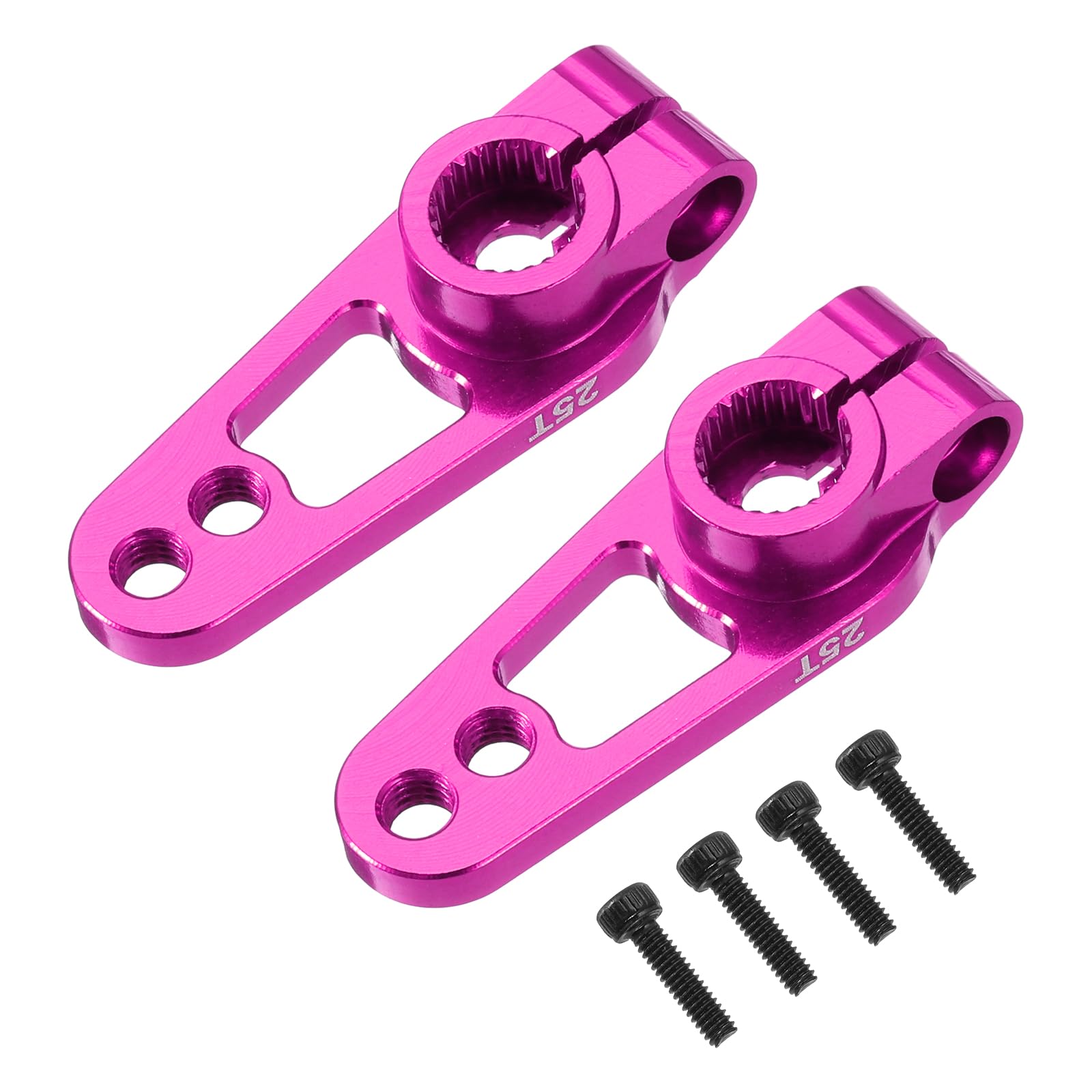 sourcing map Aluminum Alloy 25T Steering Servo Single Sided Pink Arm Horn for DIY RC Car/Boat/Airplane Boat Accessories 2 Pcs