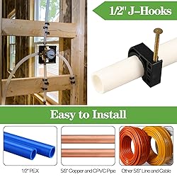 200 Pack 1/2" Half Clamps J-Hook with Nails Set, J
