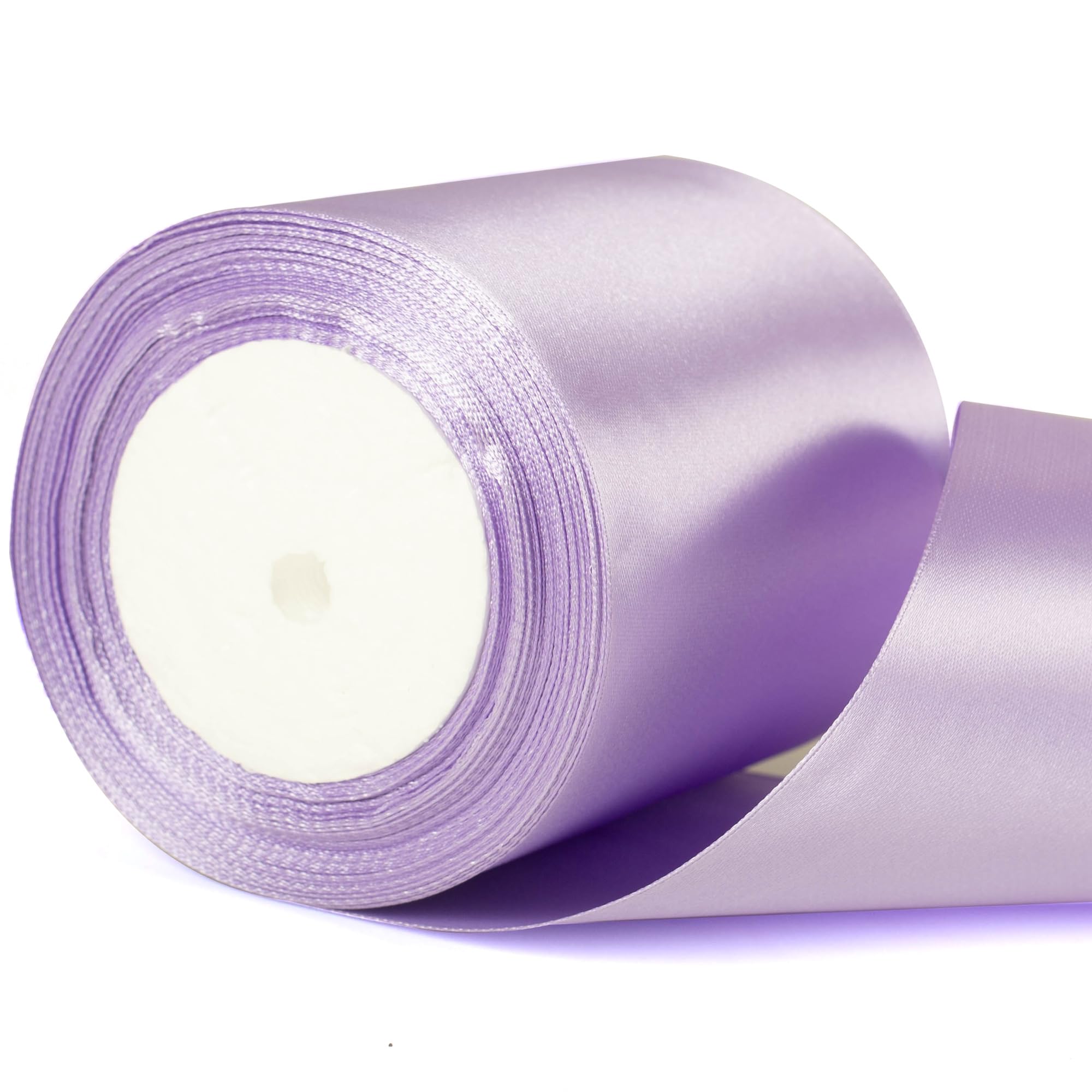 22m x 10cm Wide Baby Purple Satin Ribbon, Baby Violet Thick Wedding Car Ribbon for Gift Wrapping, Bouquet, Cake, Craft Decorations, Premium 4 Inch Florist Ribbons for Christmas Birthday Present