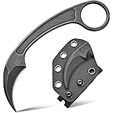 Gtkii Gtk102 Fixed Blade Knife - D2 Steel Blade, Stainless Steel Handle, EDC Tool for Outdoor Camping & Hiking (Black)