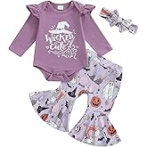 BHGHB My First Christmas Baby Girl Outfits Elk Print Long Sleeves Romper Flared Pants Sets Baby Girl Christmas Outfits