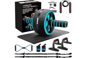 Ab Roller Wheel, 10-In-1 Ab Exercise Wheels Kit with Resistance Bands, Knee Mat, Jump Rope, Push-Up Bar - Home Gym Equipment 