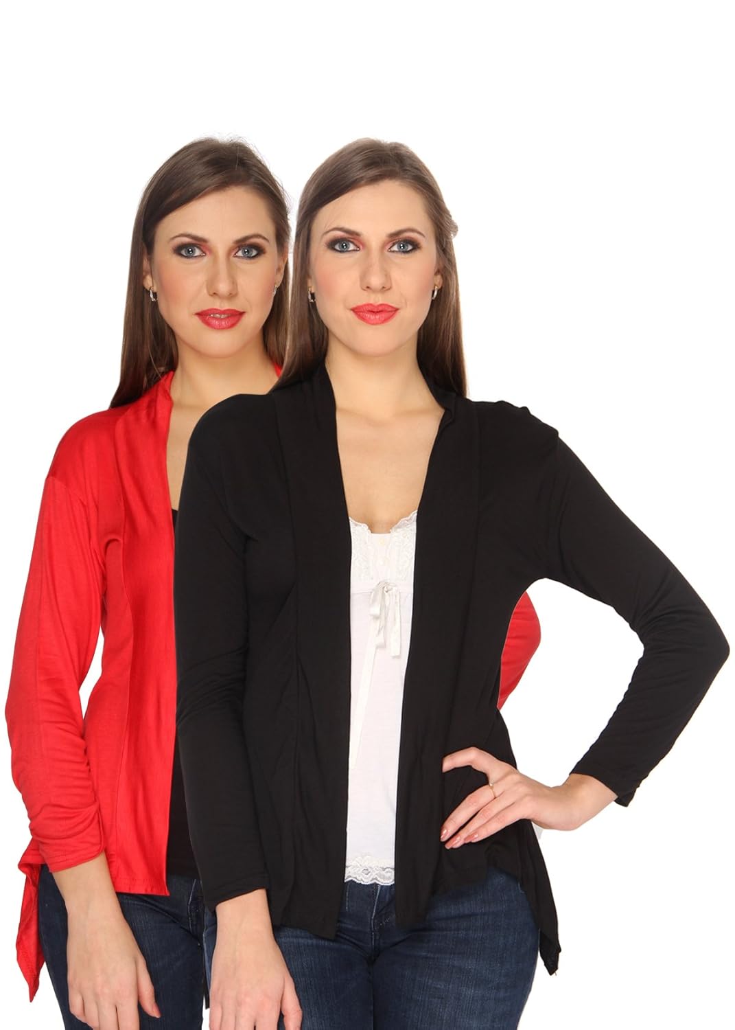 ten on ten women's pair of red/black long shrug