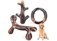 Zimtty Dog Toys, 3 Pack Indestructible Dog Chew Toys for Aggressive Chewers, Durable Tough Nylon Real Bacon Flavor Teething C