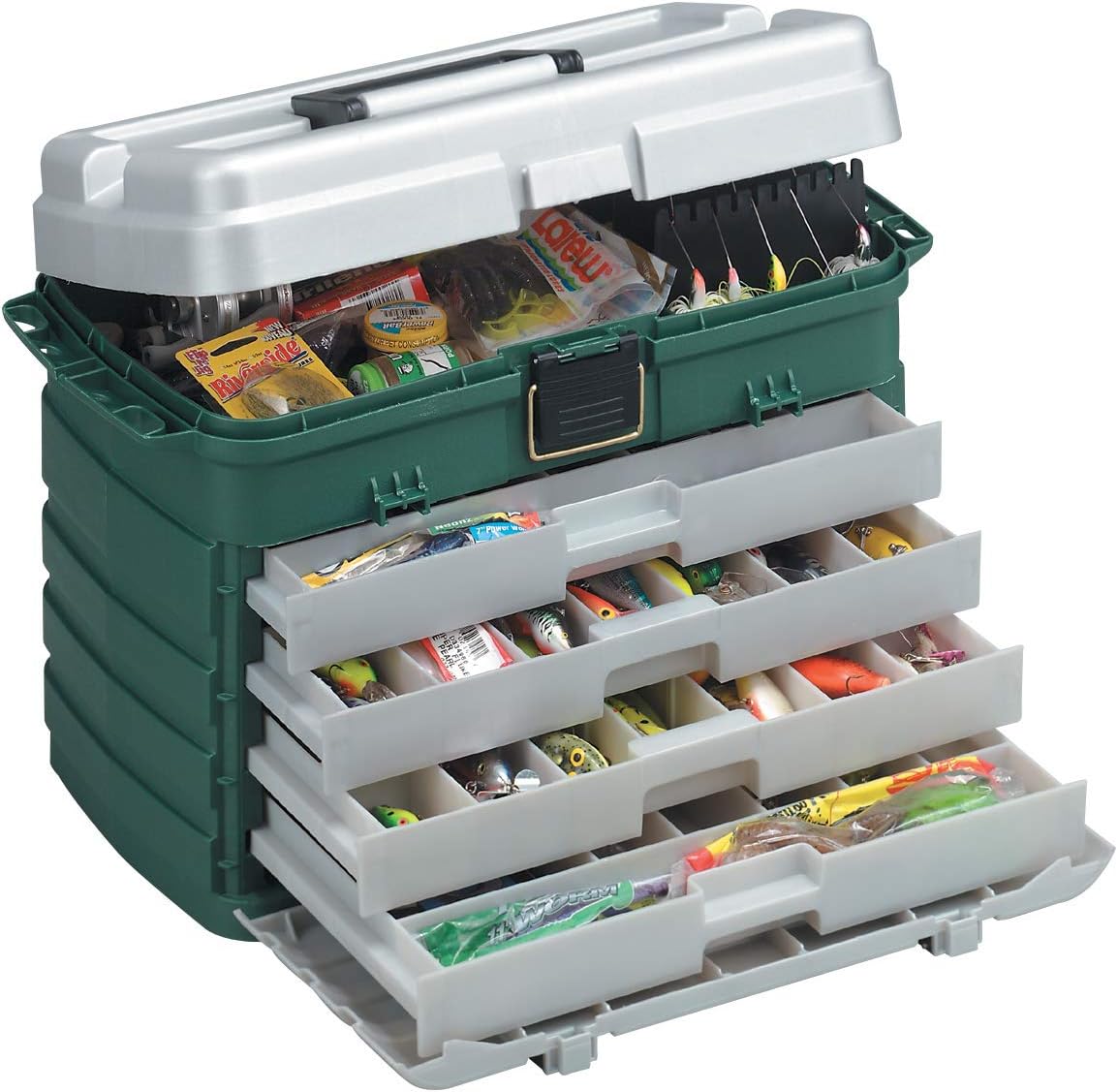 Plano 4-Drawer Tackle Box Green Metallic/Silver, One Size : Fishing Tackle Boxes : Sports & Outdoors