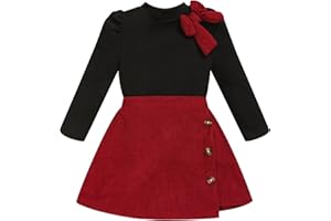 TITKKOP Toddler Girl Plaid Outfits Fall Winter Dress Knit Ribbed Bow Sweatshirt Tops and Button Fashion Skirts Set