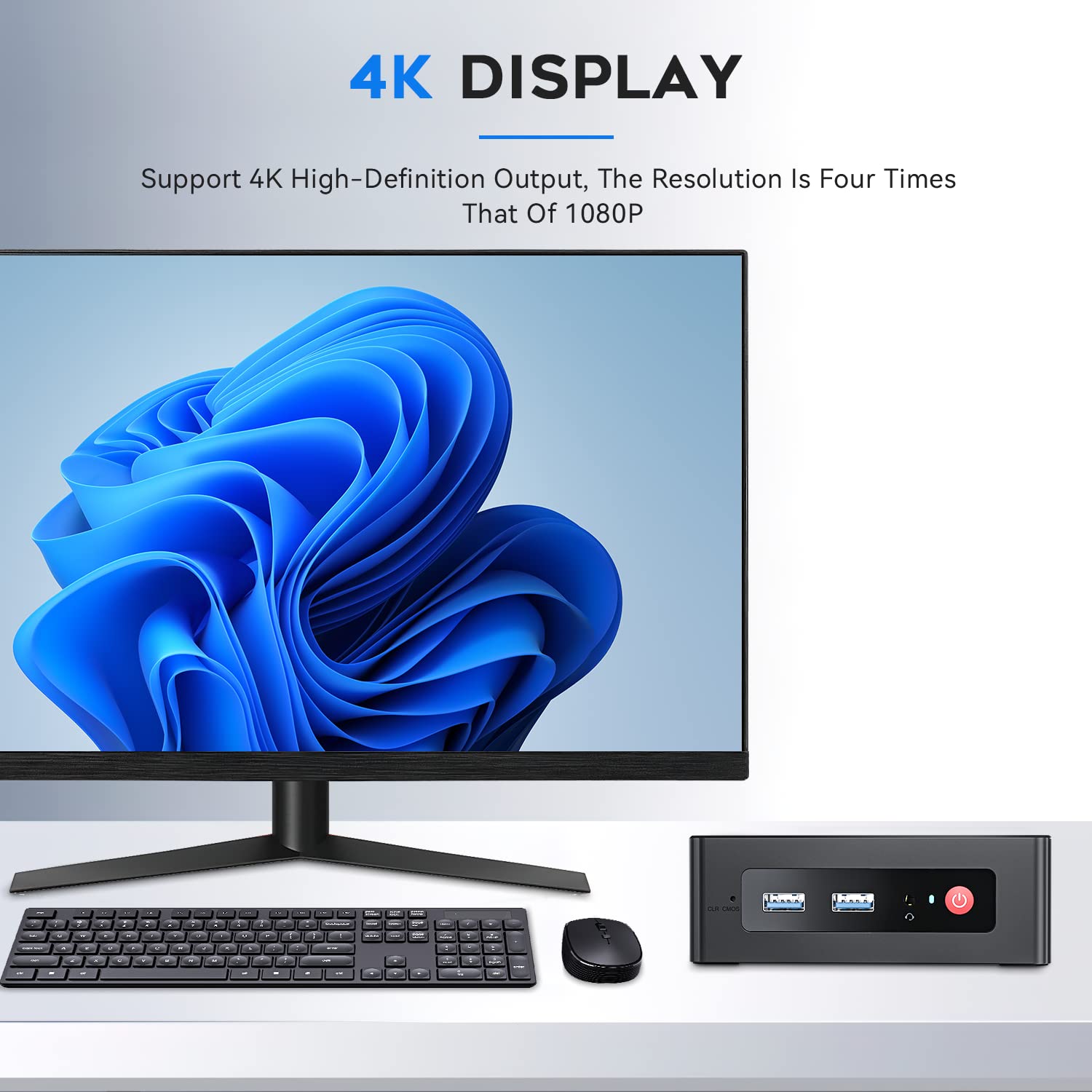 Beelink GK35 Mini PC, Intel Celeron J4105 4Core(Up to 2.5GHz), 8GB DDR4 128GB SSD Mini Desktop Computer, Small Computers Dual HDMI 4K@60Hz/BT4.0/WiFi 5/Gigabit Ethernet for Home
