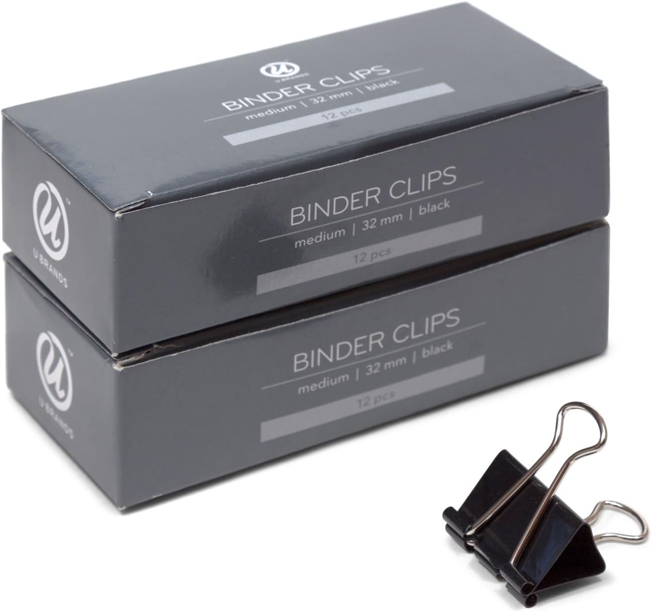 Amazon Com U Brands Binder Clips Medium 1 1 4 Inch Width 1 2 Inch Paper Holding Capacity Black And Silver Steel 24 Count 655u08 24 Office Products