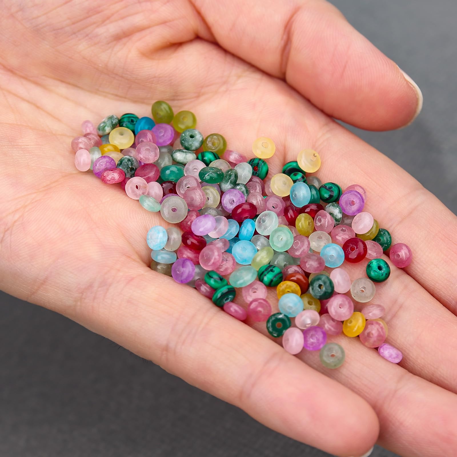 BONNY BOXX 1 Strand (150PCs) Natural 2 * 4mm Mix Colors Rondelle Beads, Natural Abacus Disk Stone Beads Loose Spacer Gemstone for DIY Bracelet Necklace Jewelry Making