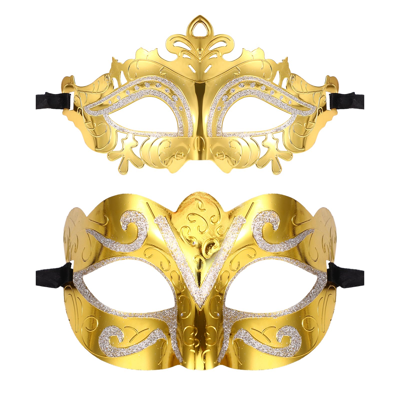 Oidea Masquerade Mask for Couples: Ultra-Thin Glittery Carnival Venetian Mask Halloween Mardi Gras Costume Mascarade Ball Party Masks for Women and Men Gold