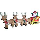 8 FT Long Christmas Inflatable Santa Claus on Sleigh with 3 Reindeer & Christmas Tree – Outdoor/Indoor Yard Blow-Up Holiday Decoration with Built-in LED Lights, Self-Inflating Blower