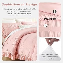 ALEISSEL Blush Pink Seersucker Comforter Twin Size