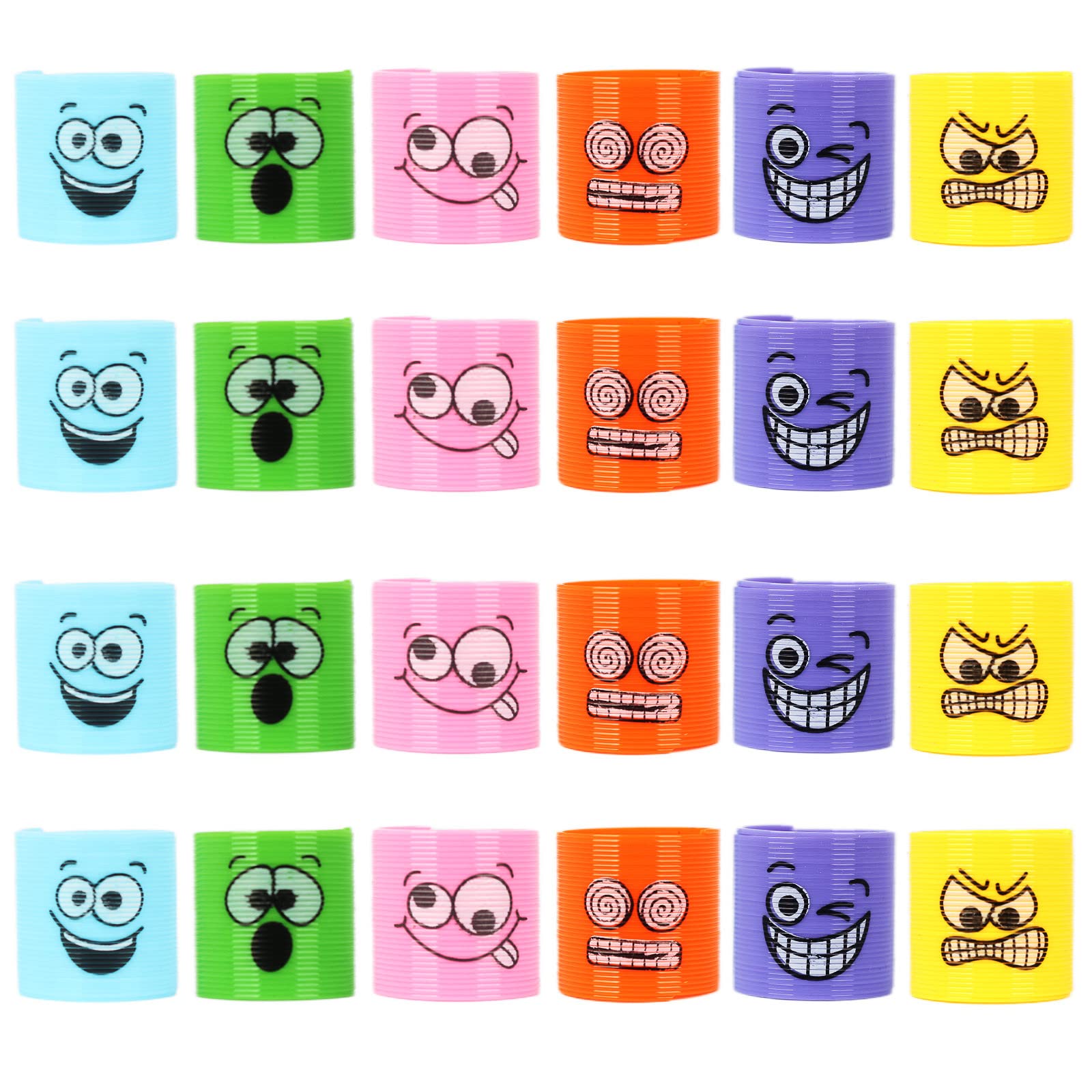 Mini Slinky Emoji Silly Faces Springs Toy for Party Bag Filler,24p Coil Mini Springs Bulk Toys,Fidget funny Face Stretchy Toys,Classroom Prizes for Kids Boys Girls Pinata Party Favour Stocking Fillers — image 1