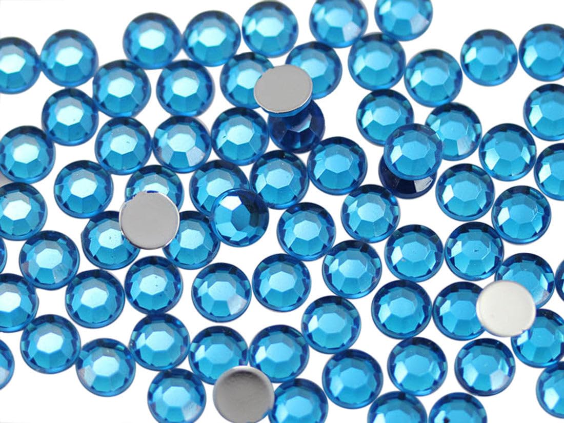 Allstarco 1000PCS 4.5-5mm SS20 Blue Aqua .QR2 Acrylic Flat Back Rhinestones for Jewelry Making and Face Painting Card Making Embelishments Plastic Crafts Gems — image 1