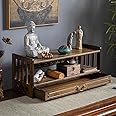 BIRDFBA Floor Table, Altar Table Low 2-Tier Meditation Table with Drawers Bamboo Coffee Table for Sitting Japanese Table Tatami Table