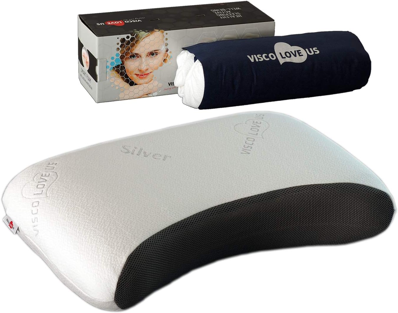 VISCO LOVE Silver Sleep Luna Thick (Large Adult) Orthopedic and Neck Support Memory Foam Pillow