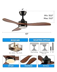 VONLUCE Ceiling Fans with Lights, 42 Inch Ceiling